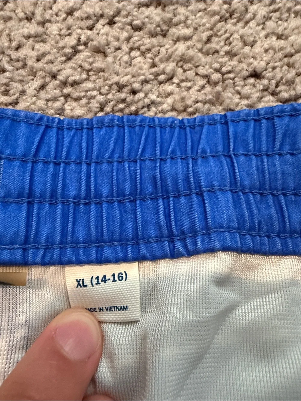 Old Navy Blue & White Striped Boys Swim Trunks